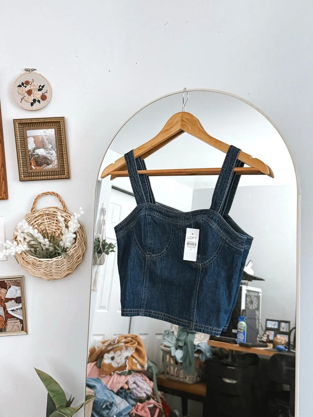 LOFT Denim Jean Crop Top NWT